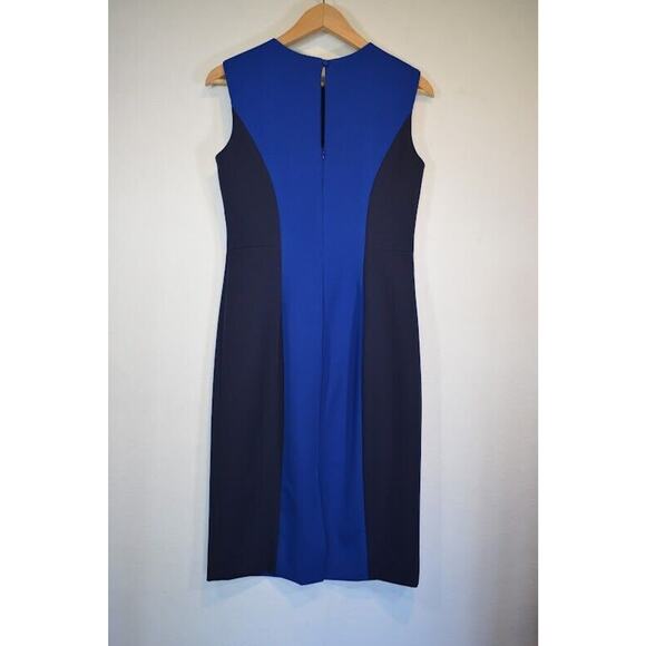Milly Sleeveless Scuba Dress Colorblock Size 4 Fitted Career Black Blue $395 - Picture 3 of 13